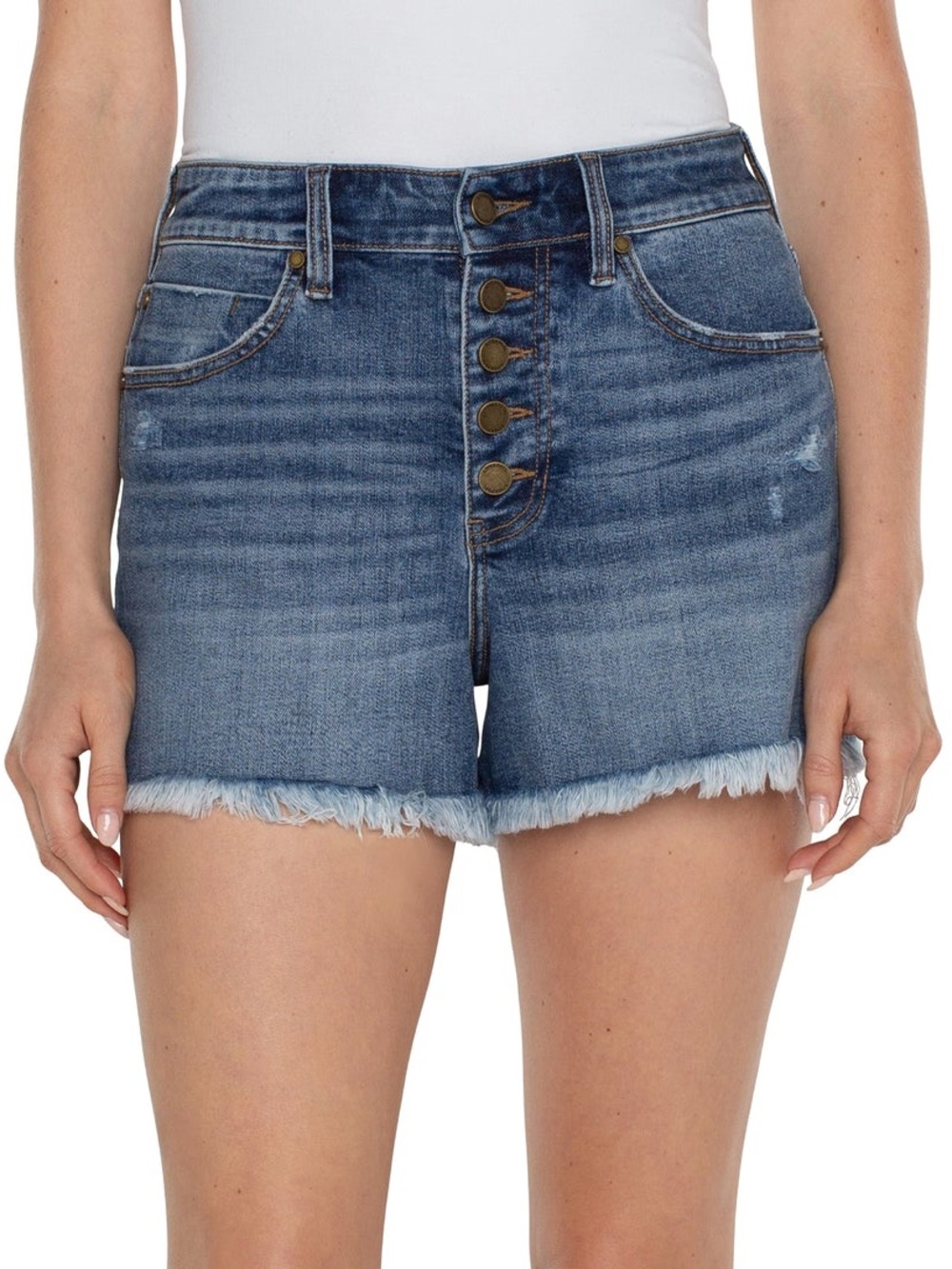 NWT Liverpool Christine Hi-Rise Distressed Denim Shorts Jean Shorts Fray Hem